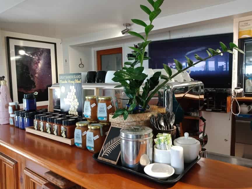 Coffee machine at Mulberry Grove Store Cafe on Great Barrier Island