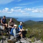 Te Ahumata Peak Great Barrier Island, four female trampers