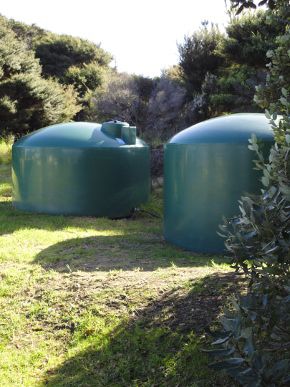 Two water tanks on Great Barrier Island