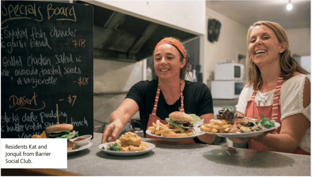 Food at Barrier social club on Great Barrier Island