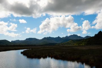 View of Hirakimata Mount Hobson across the Kaitoke Estuary