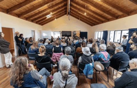 People on Great Barrier Island for Off the Grid festival