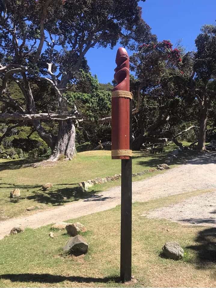 Maori pou whenua Great Barrier Island